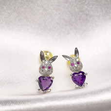 Amethyst Rabbit Earrings