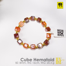 [WYSWYG] 8mm Natural Cube Hematoid Bracelet