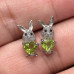 Natural Peridot Rabbit Earrings